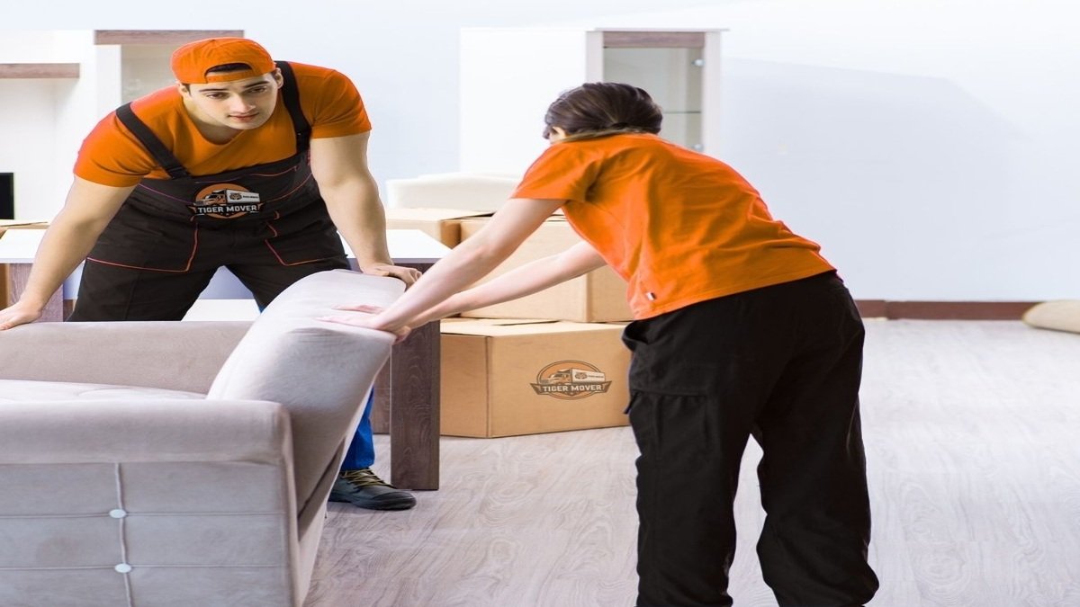 Tiger Mover professional movers unloading furniture in Abu Dhabi