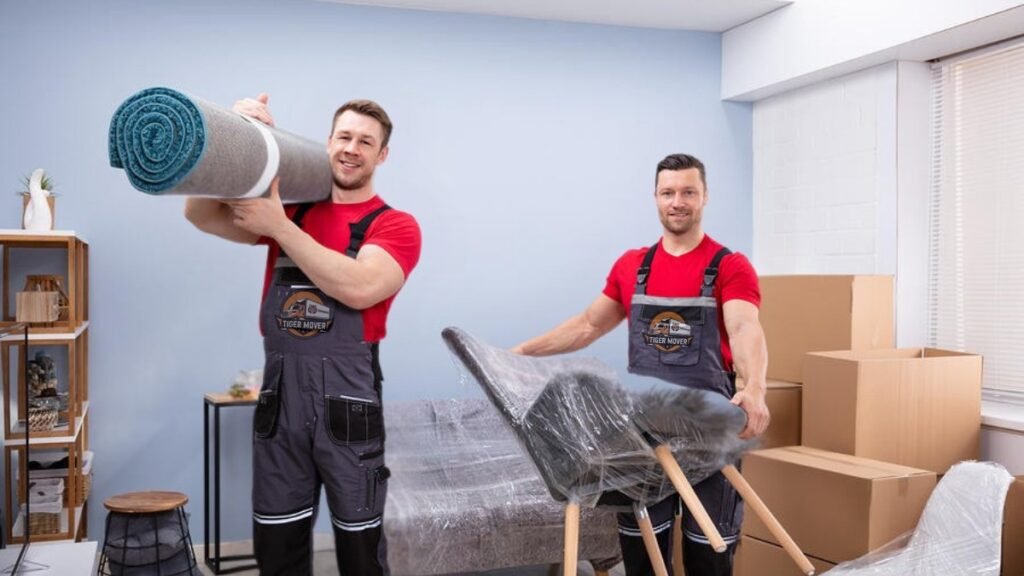 Tiger Mover crew loading furniture into moving truck in Abu Dhabi