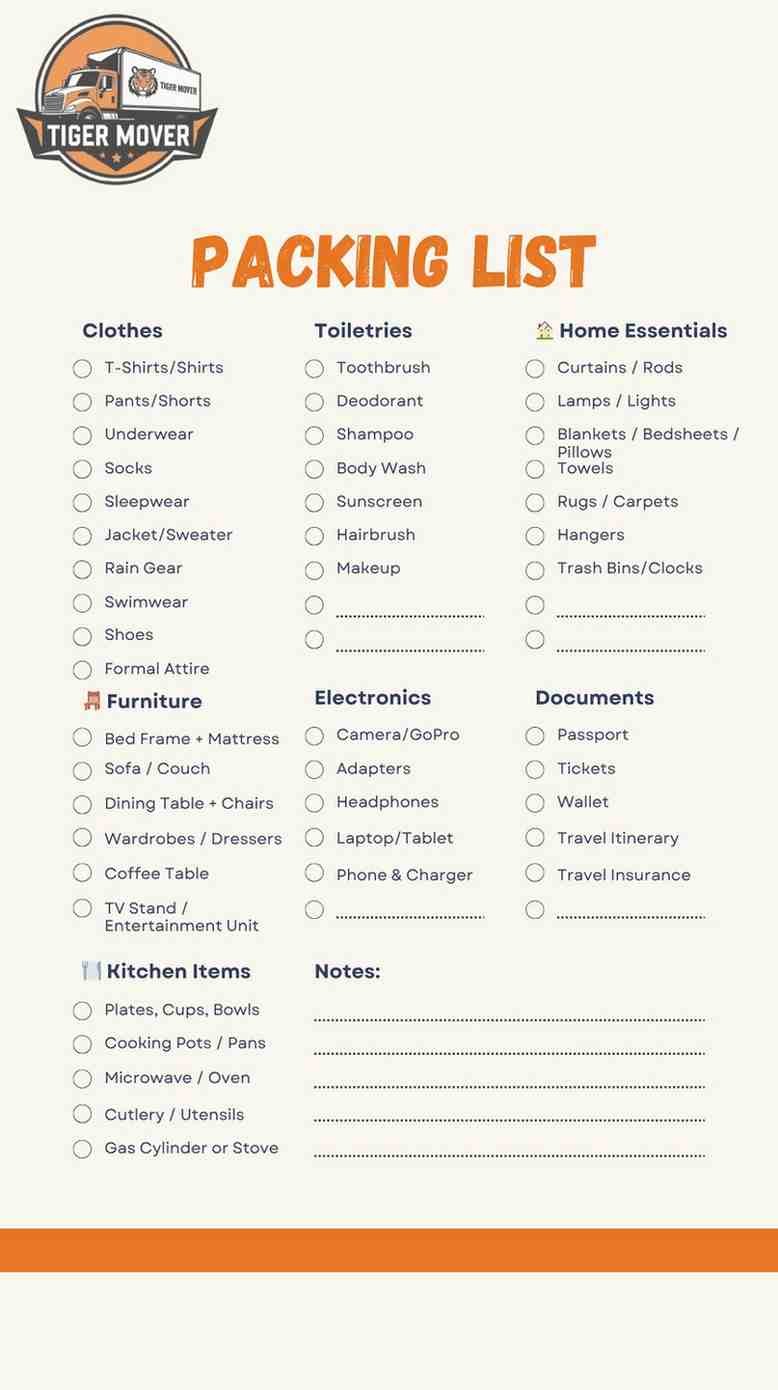 Essential moving day checklist by Tiger Movers Abu Dhabi