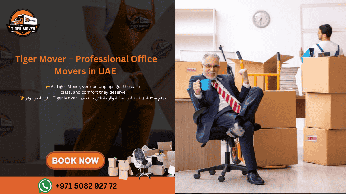 Professional office movers in UAE – Tiger Mover team handling corporate relocation