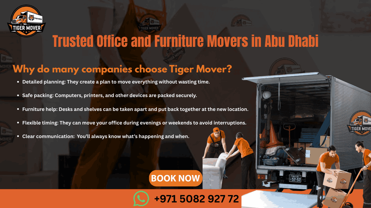 Professional office and furniture movers carefully handling furniture during relocation in Abu Dhabi.