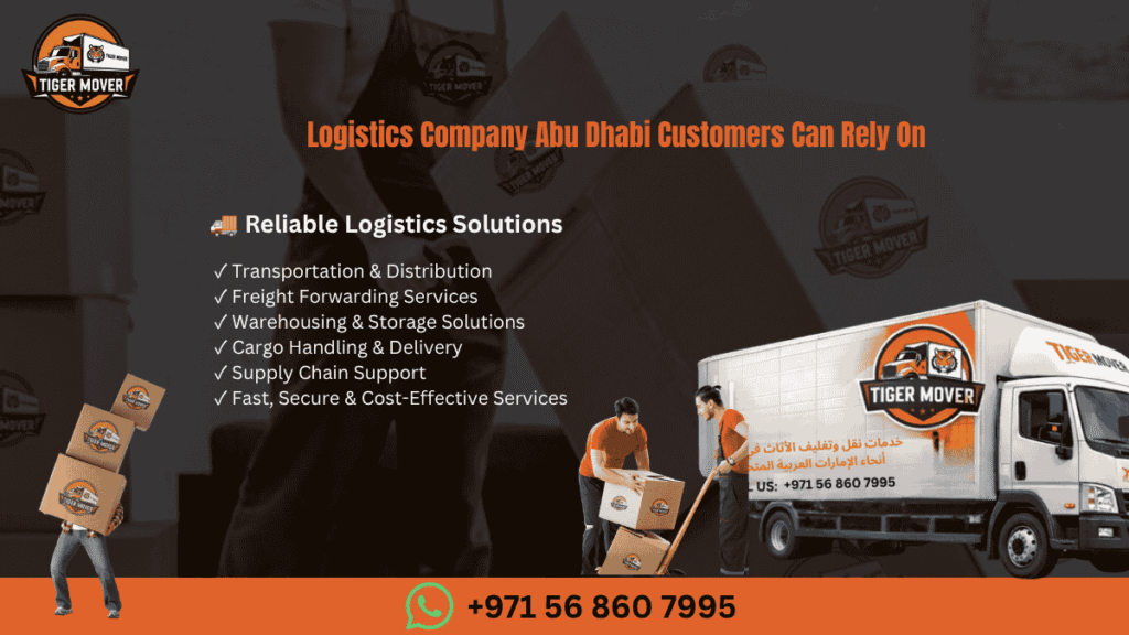 Tiger Mover providing reliable logistics services in Abu Dhabi with professional transportation, warehousing, cargo handling, and supply chain solutions for businesses and individuals.