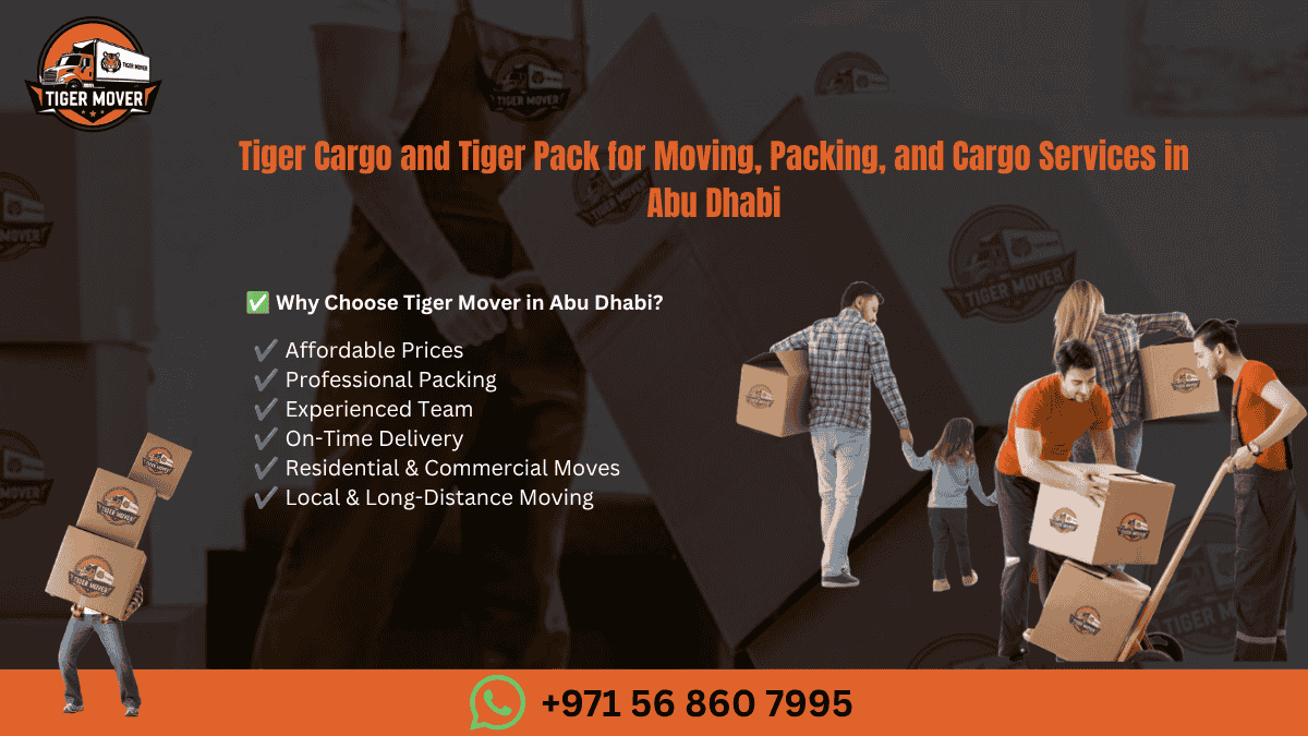 Tiger Mover team providing professional moving, packing, relocation, storage, and cargo services in Abu Dhabi, UAE.