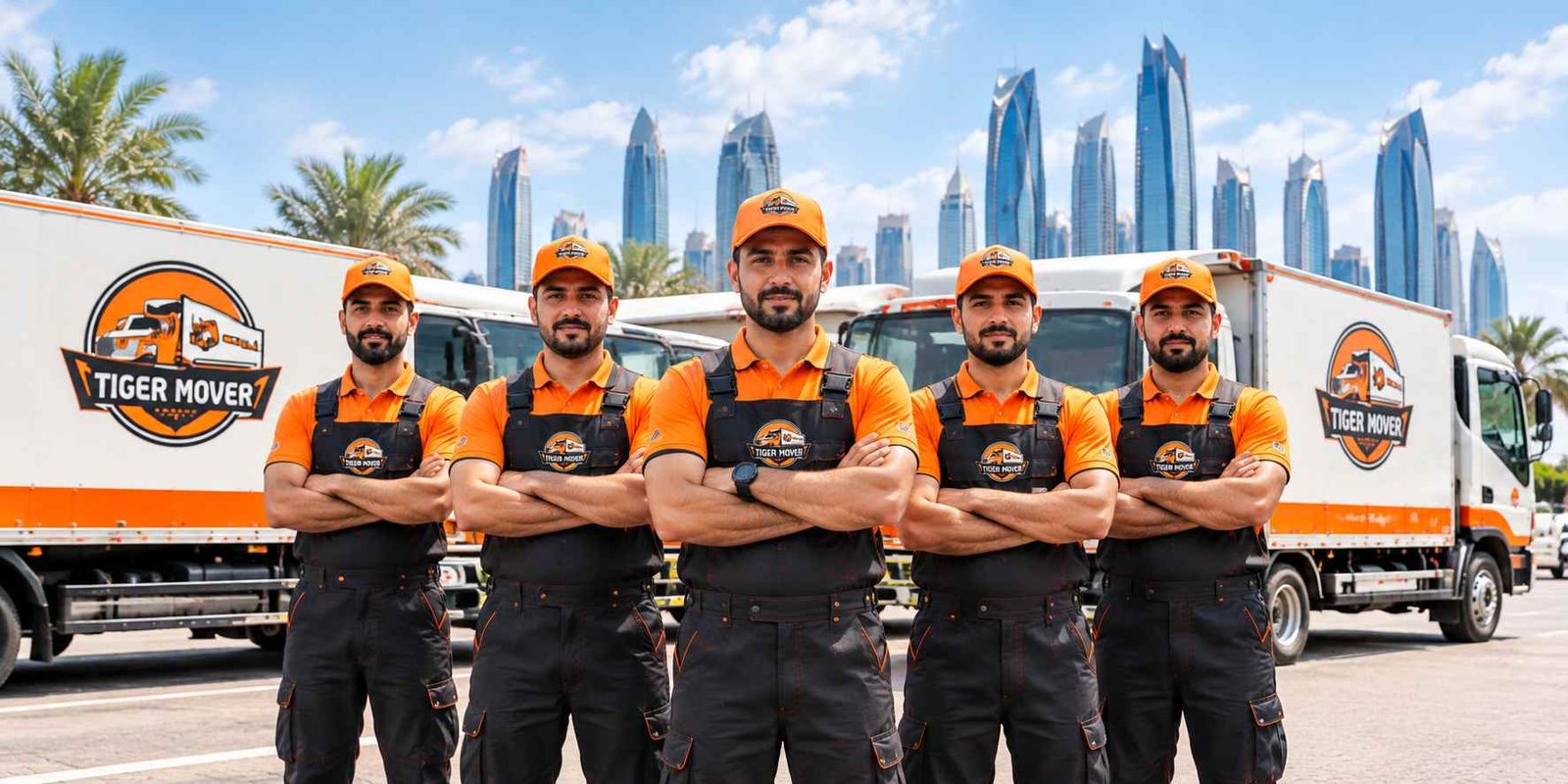 Tiger Mover movers with Abu Dhabi skyline behind